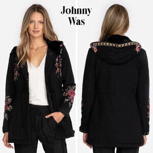 JOHNNY WAS SABAH FAUX FUR LINED MILITARY JACKET S